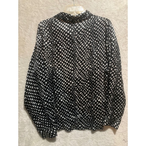 Kathie Lee Woman Black White‎ Polka Dot Button Up Long Sleeve Shirt Plus 22/24 - Picture 5 of 8